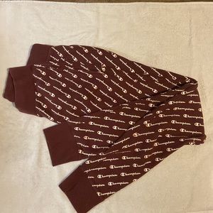 Burgundy Champion Joggers w/ White Writing
